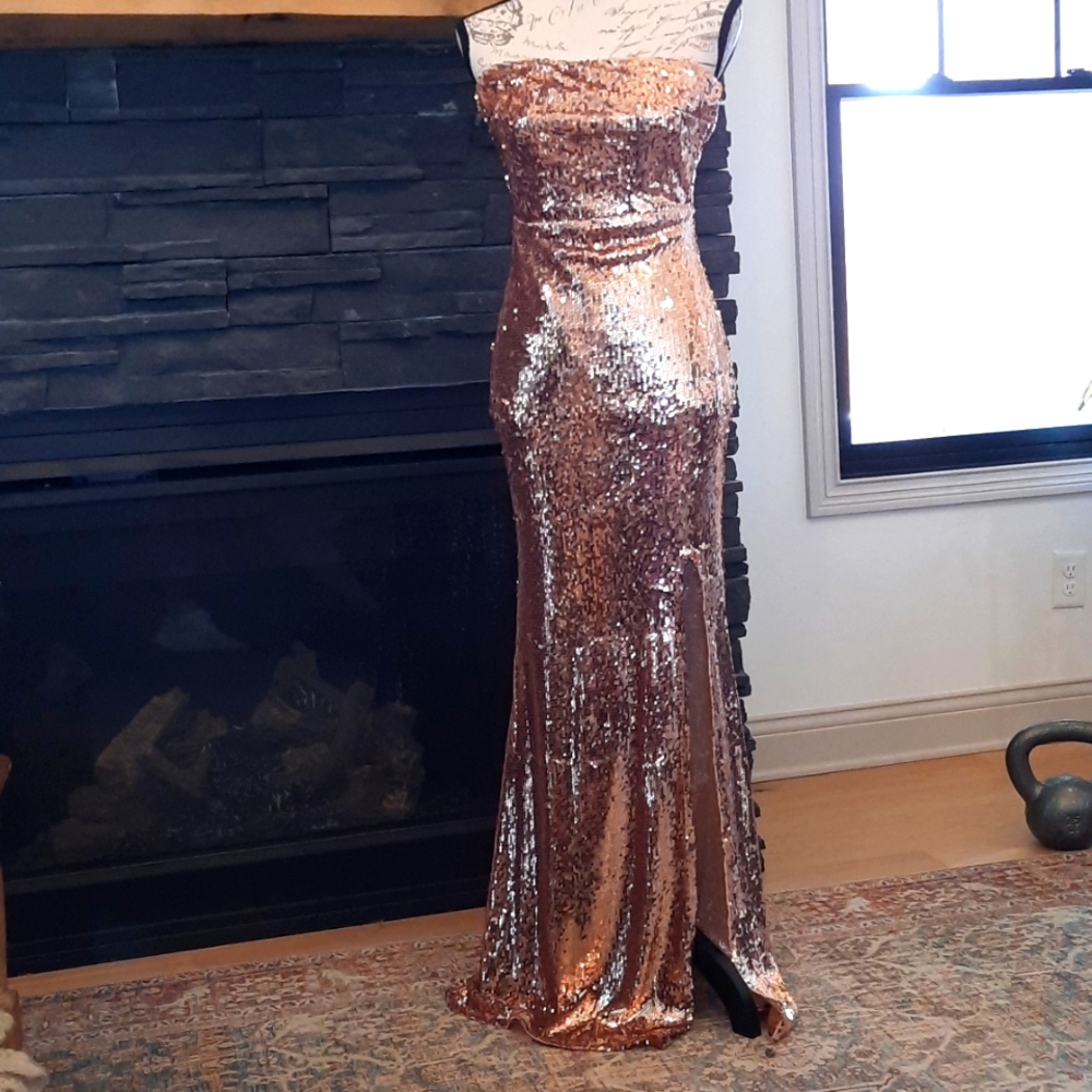 Fashion nove rose gold large formal full length gown  "Taylor swift eras tour"